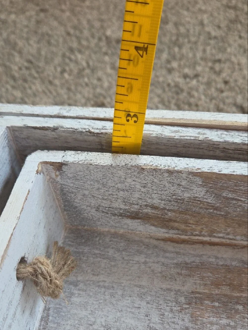 Rustic Whitewashed Wooden Nesting Trays with Rope Handles
